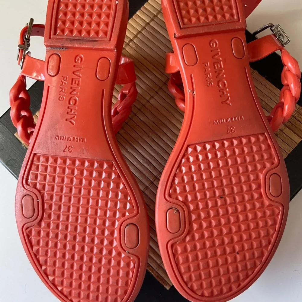Givenchy Orange Jelly Rope Flat Sandals Size 6.5.        0060 - Picture 3 of 4